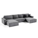 Canapé U 5 places convertible coffre Isaac velours côtelé Gris