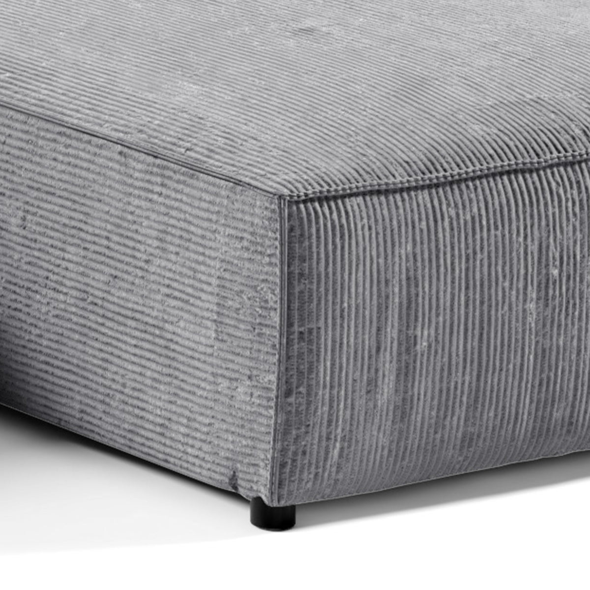 Canapé U 5 places convertible coffre Isaac velours côtelé Gris - vue 3