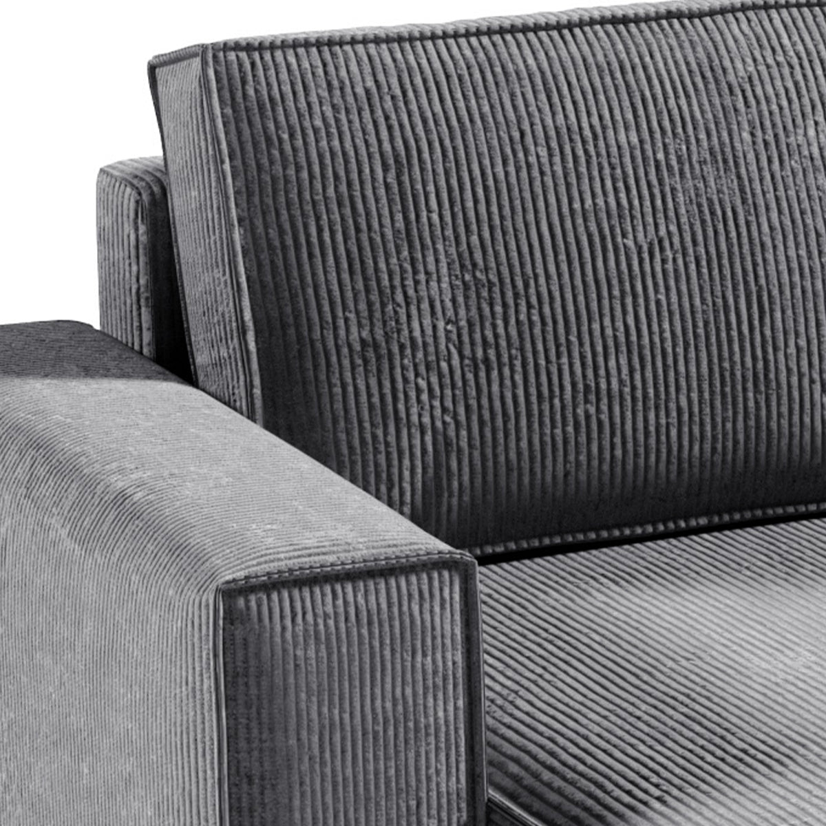 Canapé U 5 places convertible coffre Isaac velours côtelé Gris - vue 2