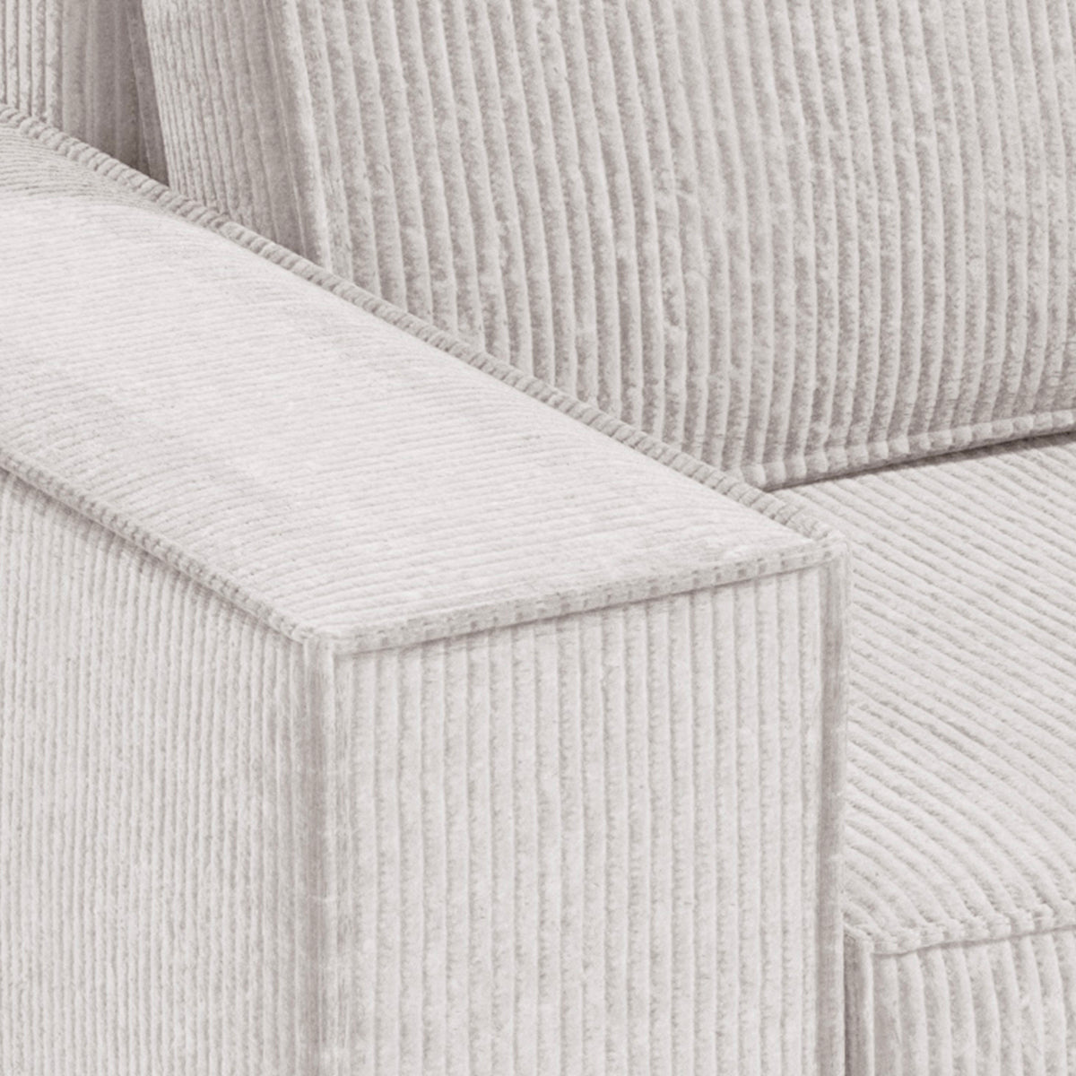 Canapé d'angle réversible et convertible 3 places avec coffre Isaac Mini velours côtelé Blanc cassé - vue 2