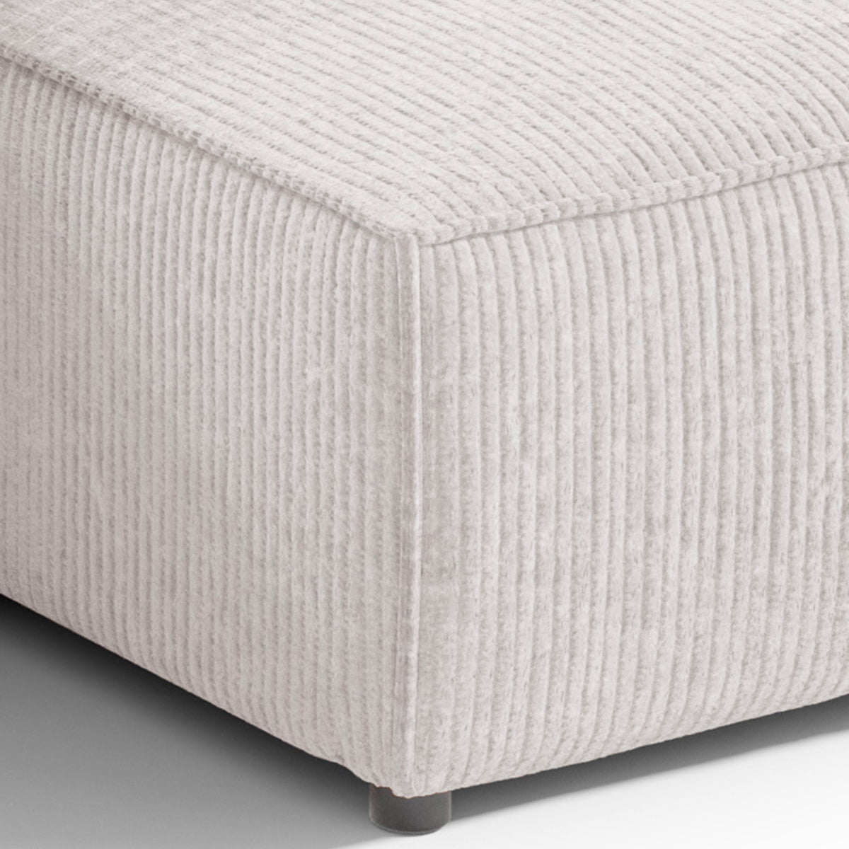 Canapé d'angle réversible et convertible 3 places avec coffre Isaac Mini velours côtelé Blanc cassé - vue 3