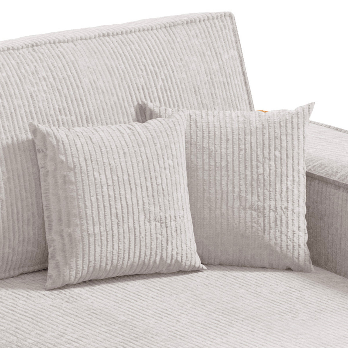 Canapé d'angle réversible et convertible 3 places avec coffre Isaac Mini velours côtelé Blanc cassé - vue 4