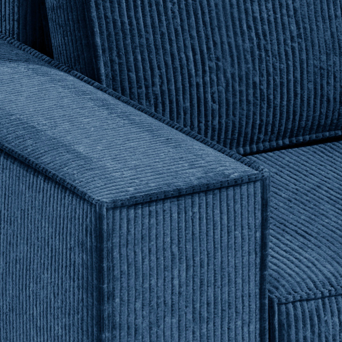 Canapé d'angle réversible et convertible 3 places avec coffre Isaac Mini velours côtelé Bleu - vue 2