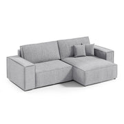 Canapé d'angle réversible et convertible 3 places avec coffre Isaac Mini velours côtelé Gris clair
