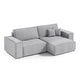 Canapé d'angle réversible et convertible 3 places avec coffre Isaac Mini velours côtelé Gris clair