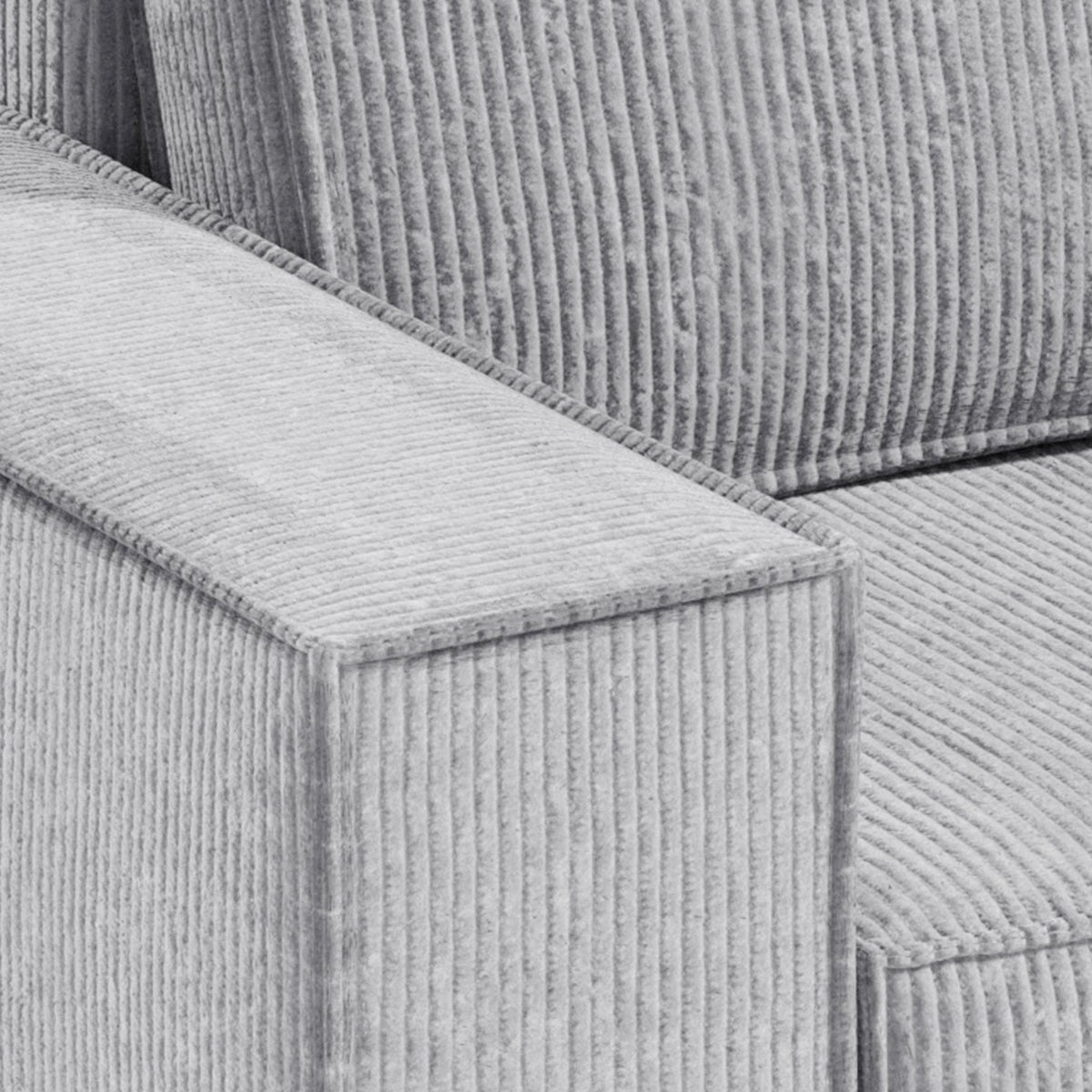 Canapé d'angle réversible et convertible 3 places avec coffre Isaac Mini velours côtelé Gris clair - vue 2