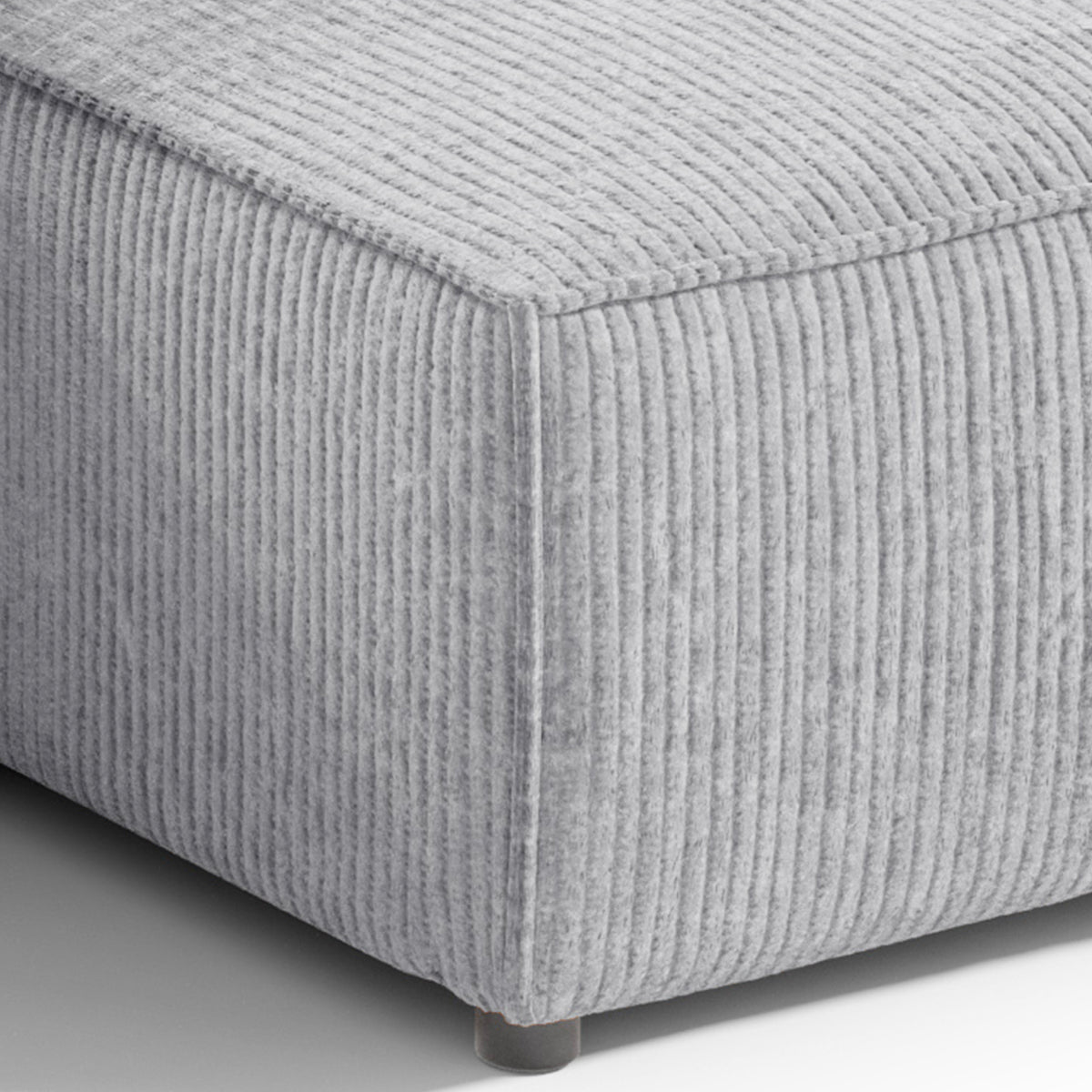 Canapé d'angle réversible et convertible 3 places avec coffre Isaac Mini velours côtelé Gris clair - vue 3