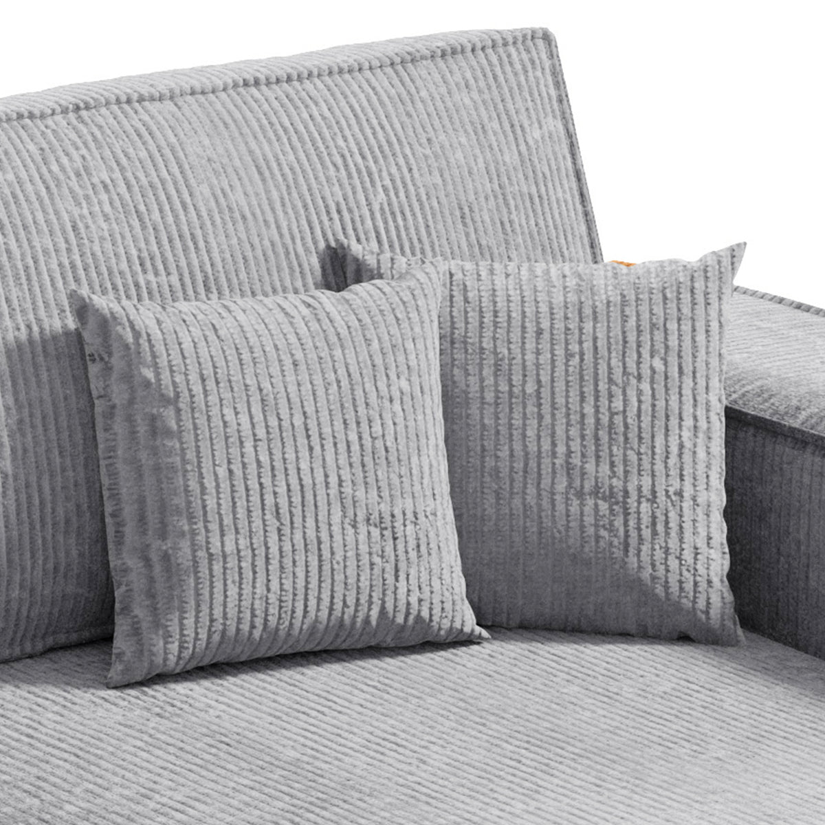 Canapé d'angle réversible et convertible 3 places avec coffre Isaac Mini velours côtelé Gris clair - vue 4