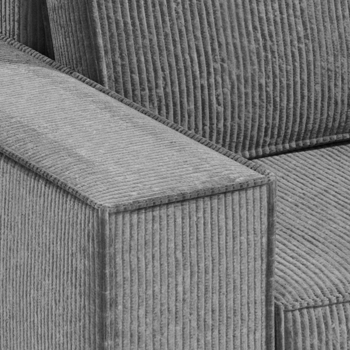 Canapé d'angle réversible et convertible 3 places avec coffre Isaac Mini velours côtelé Gris - vue 2