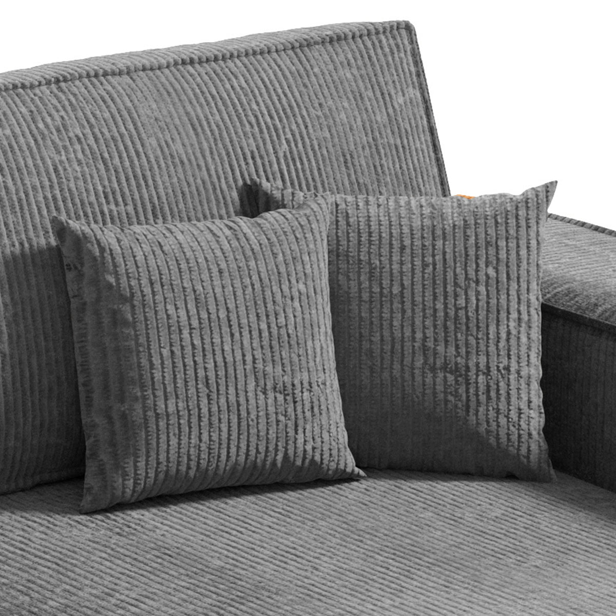 Canapé d'angle réversible et convertible 3 places avec coffre Isaac Mini velours côtelé Gris - vue 4