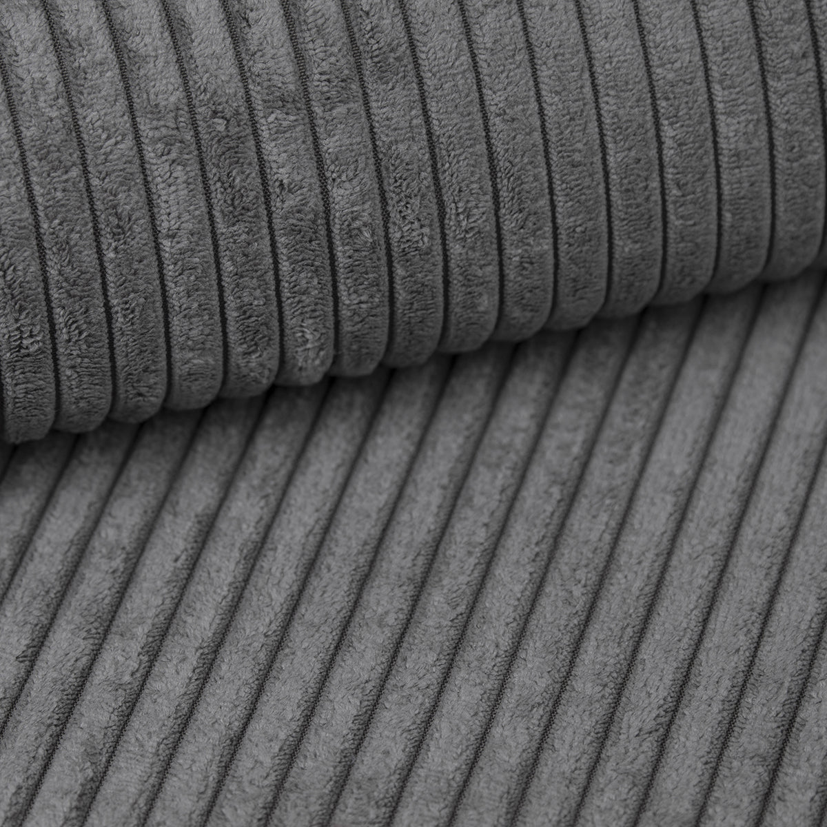 Canapé d'angle convertible droit 4 places coffre Jonas velours côtelé Gris - vue 7