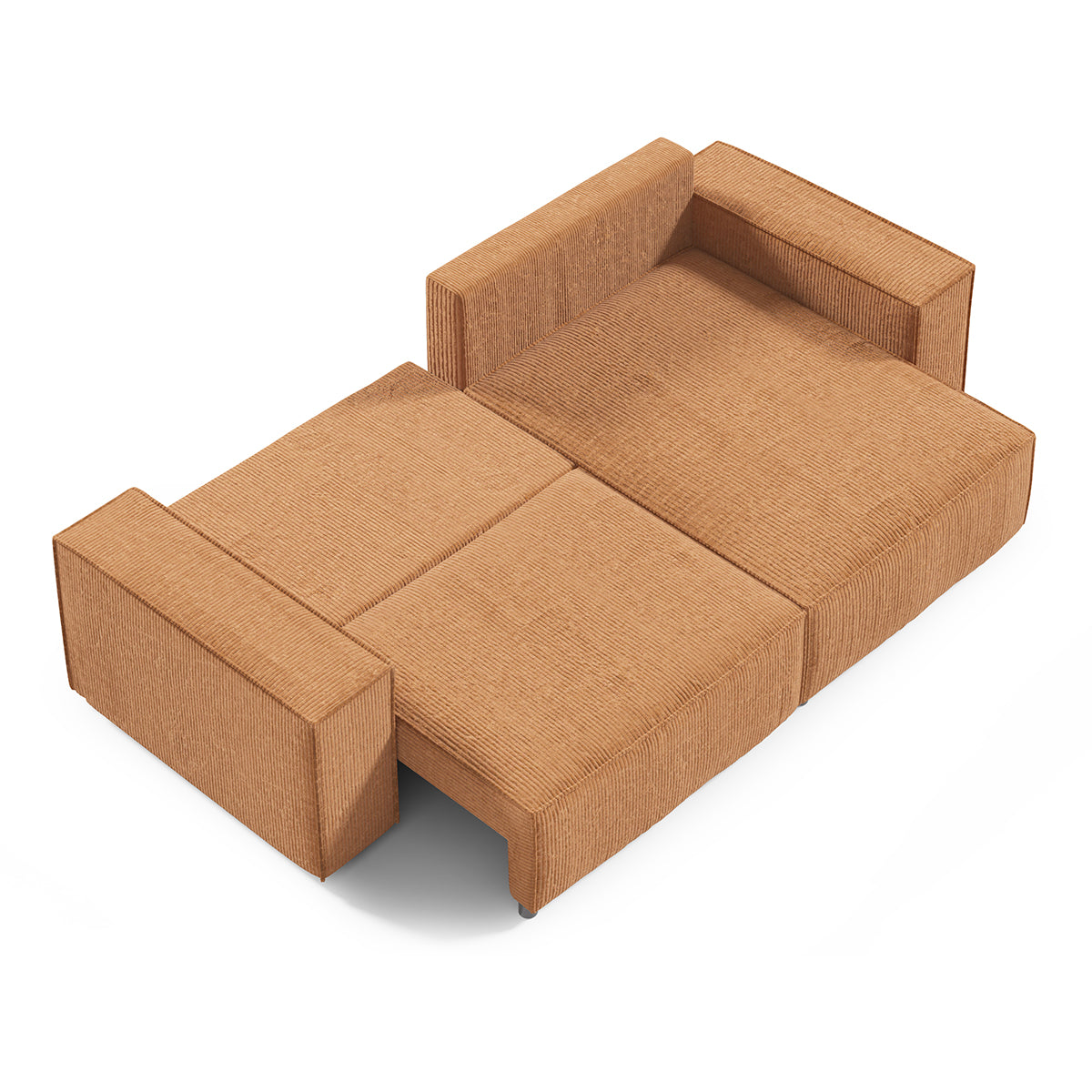 Canapé d'angle réversible et convertible 3 places avec coffre Isaac Mini velours côtelé Jaune - vue 3