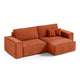 Canapé d'angle réversible et convertible 3 places avec coffre Isaac Mini velours côtelé Orange brique