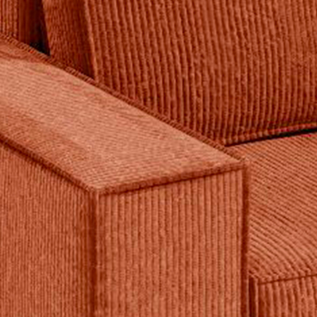Canapé d'angle réversible et convertible 3 places avec coffre Isaac Mini velours côtelé Orange brique - vue 2