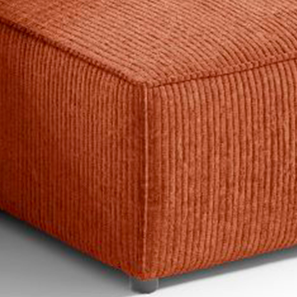 Canapé d'angle réversible et convertible 3 places avec coffre Isaac Mini velours côtelé Orange brique - vue 3