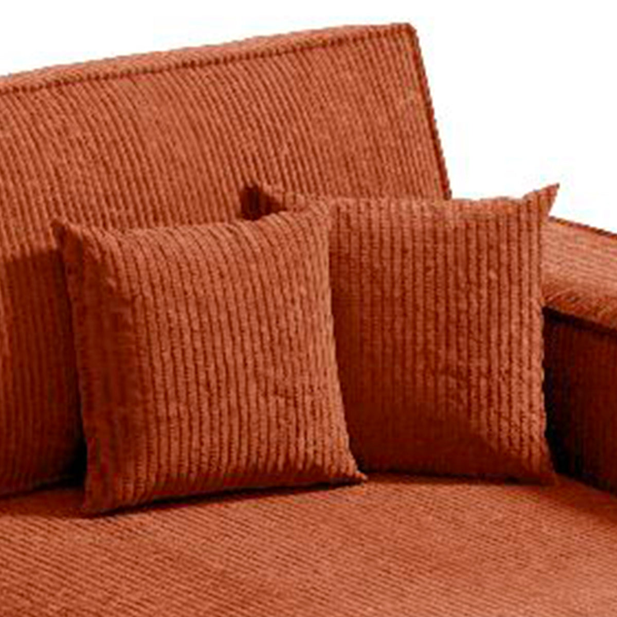 Canapé d'angle réversible et convertible 3 places avec coffre Isaac Mini velours côtelé Orange brique - vue 4