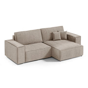 Canapé d'angle réversible et convertible 3 places avec coffre Isaac Mini velours côtelé Taupe