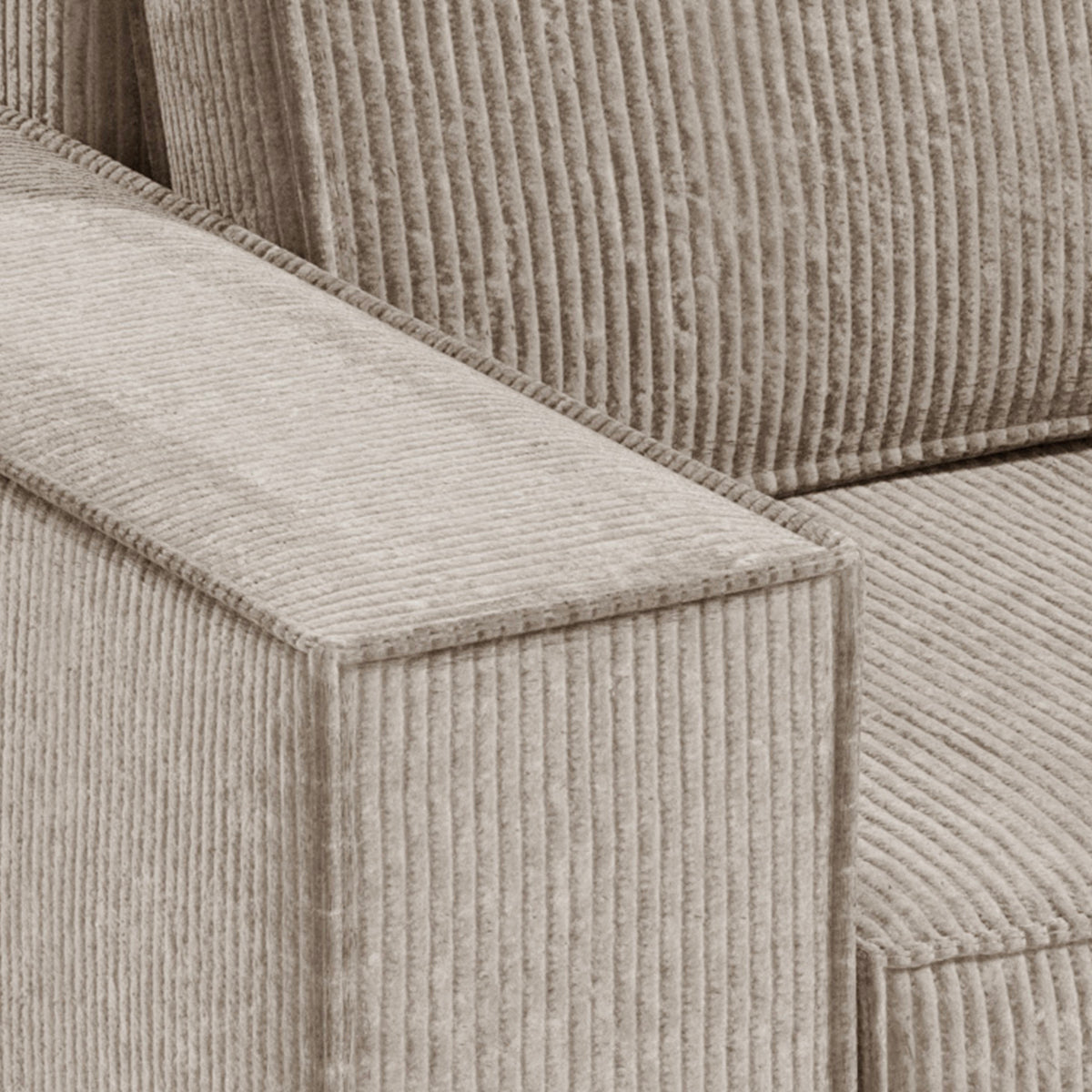 Canapé d'angle réversible et convertible 3 places avec coffre Isaac Mini velours côtelé Taupe - vue 2