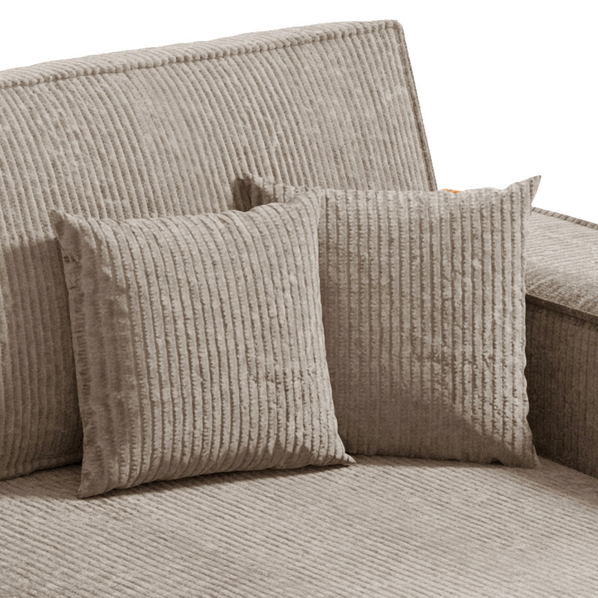 Canapé d'angle réversible et convertible 3 places avec coffre Isaac Mini velours côtelé Taupe - vue 4