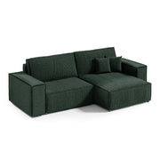 Canapé d'angle réversible et convertible 3 places avec coffre Isaac Mini velours côtelé Vert sapin