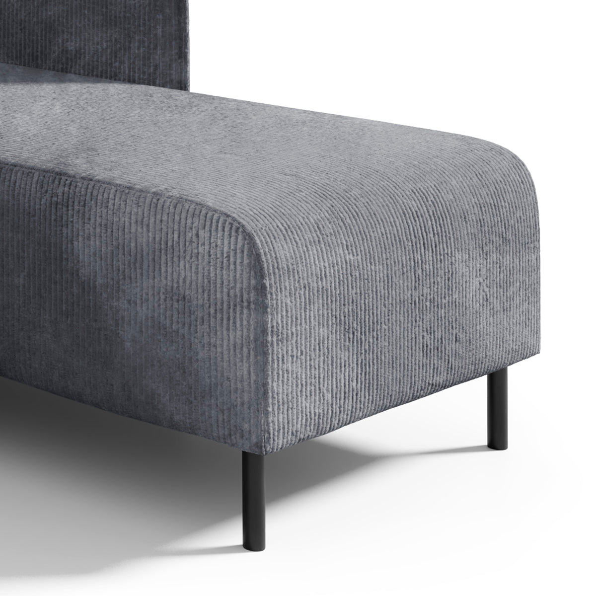 Canapé d'angle réversible et convertible 3 places avec coffre Robin velours côtelé Gris clair - vue 4