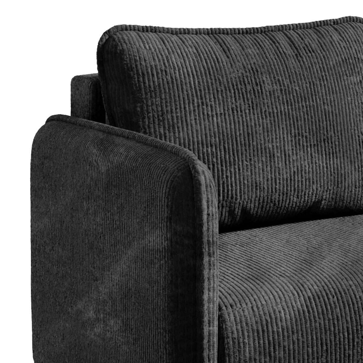 Canapé d'angle réversible et convertible 3 places avec coffre Robin velours côtelé Gris foncé - vue 2