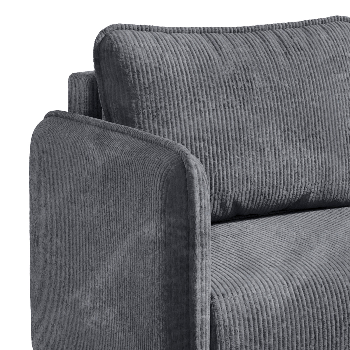 Canapé d'angle réversible et convertible 3 places avec coffre Robin velours côtelé Gris - vue 2