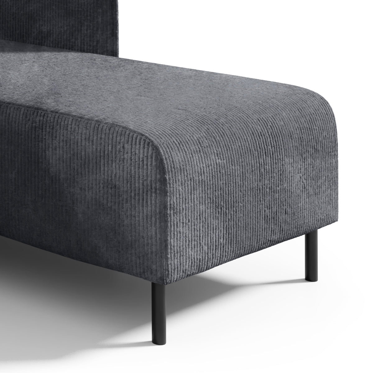 Canapé d'angle réversible et convertible 3 places avec coffre Robin velours côtelé Gris - vue 4
