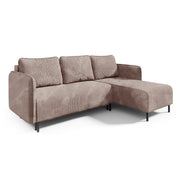 Canapé d'angle réversible et convertible 3 places avec coffre Robin velours côtelé Taupe