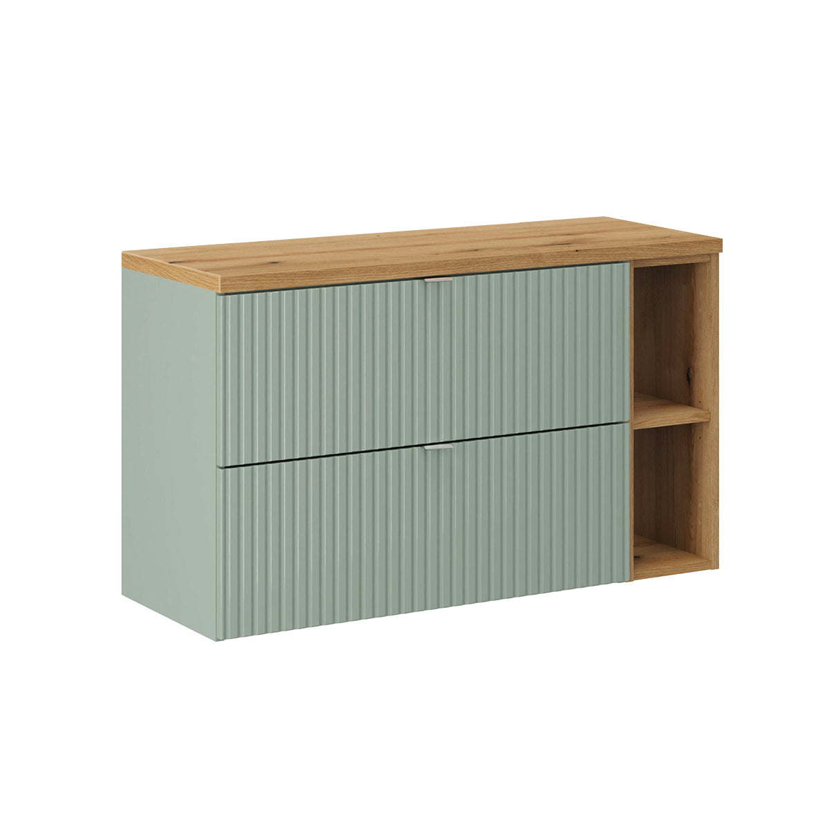 Meuble sous-vasque 100cm 2 tiroirs 2 niches Jade Vert et Bois