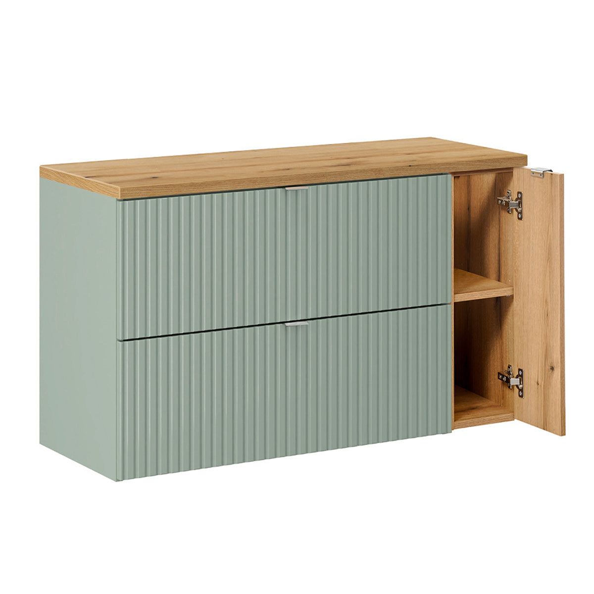 Meuble sous-vasque 100cm Jade Vert et Bois - vue 2