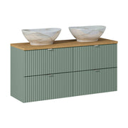 Meuble double vasque 120cm 4 tiroirs Jade Vert et Bois