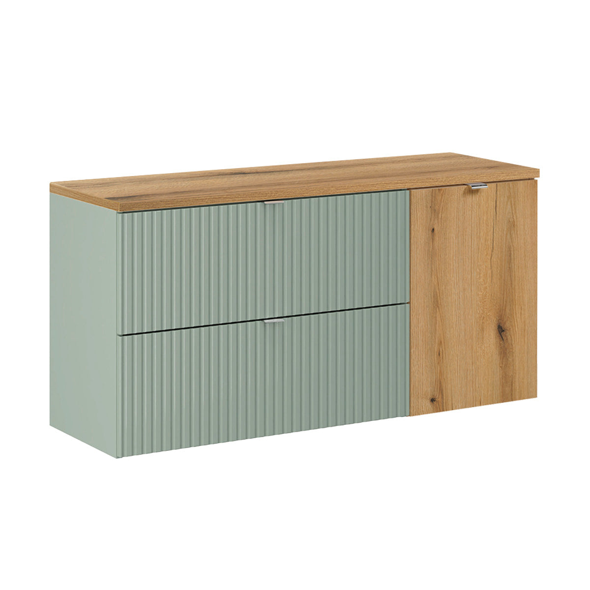 Meuble sous-vasque 120cm panier à linge Jade Vert et Bois - vue 2