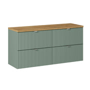 Meuble sous-vasque 120cm 4 tiroirs plan de toilette Jade Vert et Bois