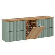 Meuble sous-vasque 160cm panier à linge Jade Vert et Bois
