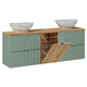 Meuble double vasque 160cm panier à linge Jade Vert et Bois