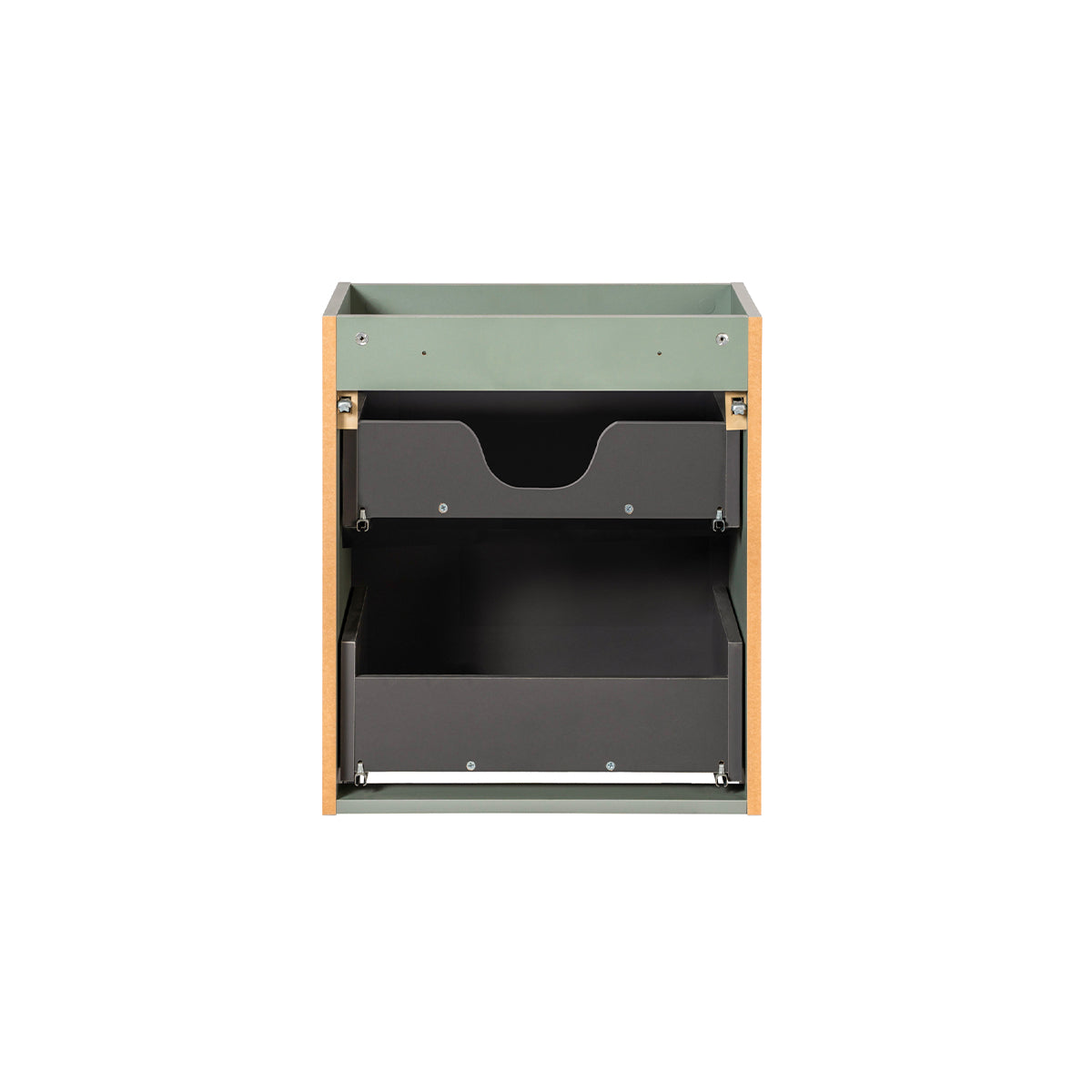 Meuble sous-vasque 50cm 2 tiroirs plan de toilette Jade Vert et Bois - vue 3