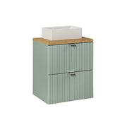 Meuble simple vasque 50cm 2 tiroirs Jade Vert et Bois