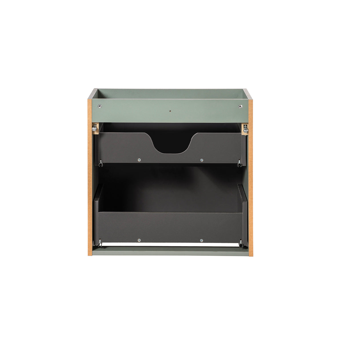 Ensemble meuble double vasque 120cm 4 tiroirs miroirs LED colonne et 3 armoires murales Jade Vert et Bois - vue 9