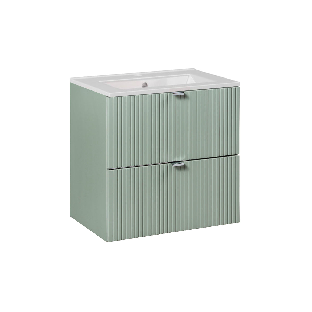 Meuble simple vasque encastrée 60cm 2 tiroirs Jade Vert