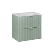 Meuble simple vasque encastrée 60cm 2 tiroirs Jade Vert