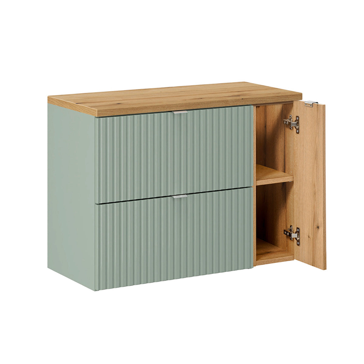 Meuble sous-vasque 80cm Jade Vert et Bois - vue 2