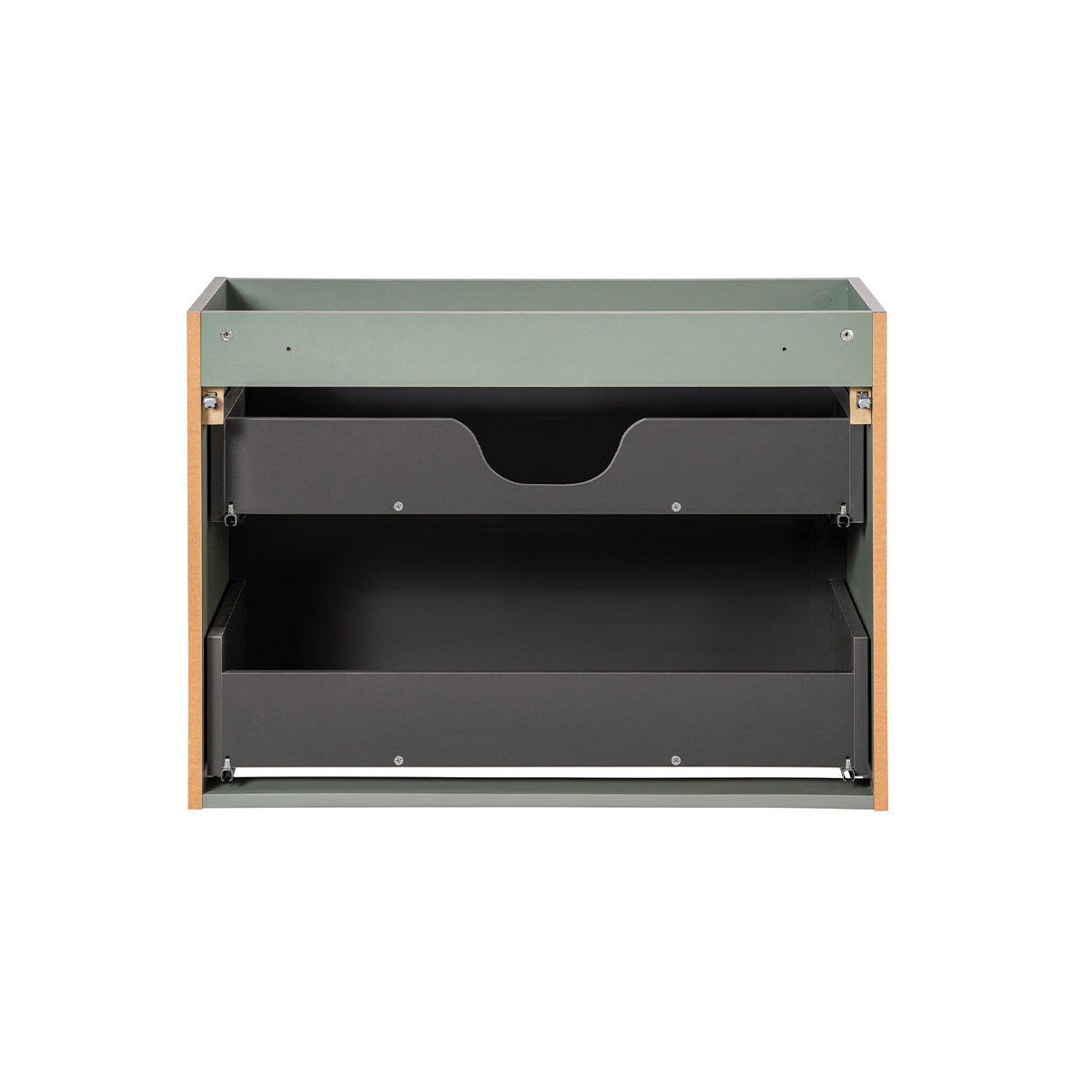 Ensemble meuble simple vasque 100cm 2 tiroirs 2 niches et colonne Jade Vert et Bois - vue 5