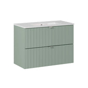 Meuble simple vasque encastrée 80cm 2 tiroirs Jade Vert