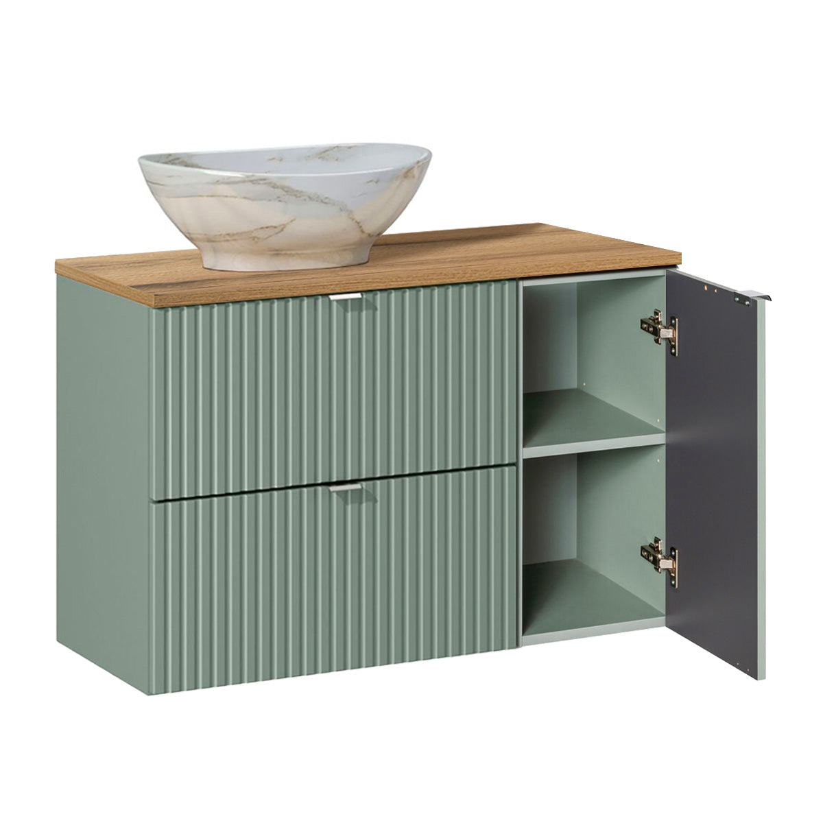 Meuble simple vasque 90cm Jade Vert - vue 2