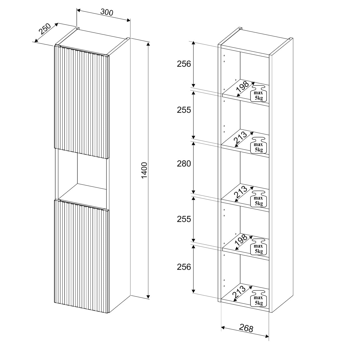 Ensemble meuble double vasque 140cm 4 tiroirs 2 niches colonne et 3 armoires murales Jade Vert et Bois - vue 8