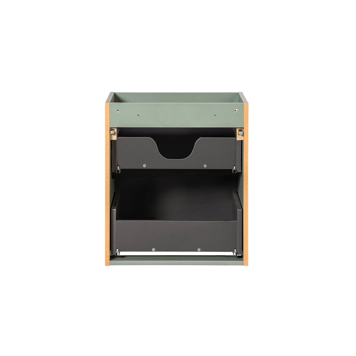 Meuble sous-vasque 90cm panier à linge Jade Vert et Bois - vue 6