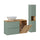 Ensemble meuble simple vasque 100cm panier à linge et colonne Jade Vert et Bois