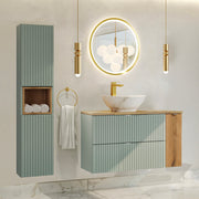 Ensemble meuble simple vasque 100cm et colonne Jade Vert et Bois