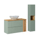 Ensemble meuble simple vasque 100cm et colonne Jade Vert et Bois